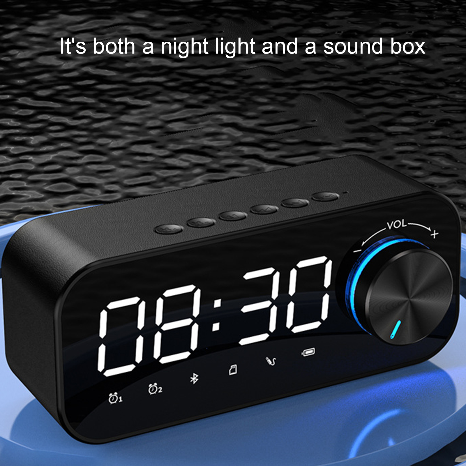 Bluetooth Ψηφιακό Ρολόι Ηχείο με Ξυπνητήρι, Στερεοφωνικό Ήχο, Νυχτερινό Φως & Πολλαπλή Αναπαραγωγή, Επιτραπέζιο - Andowl Q-YX126 Πετρόλ